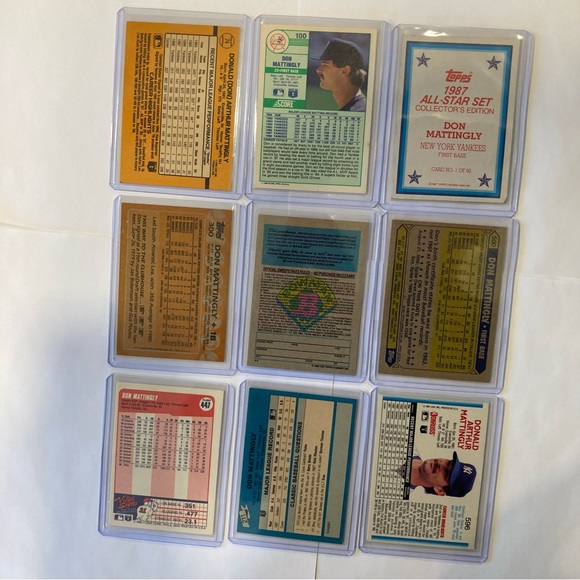 Lot of 9 Vintage 80s-90s Don Mattingly Baseball Cards New York Yankees - Picture 3 of 16